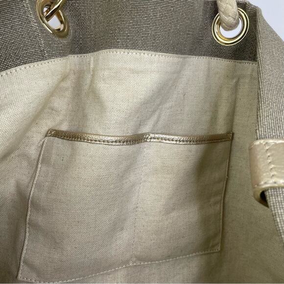 Michael Michael Kors Marina Grab Anchor oversized canvas taupe gold tote handbag - Picture 12 of 16